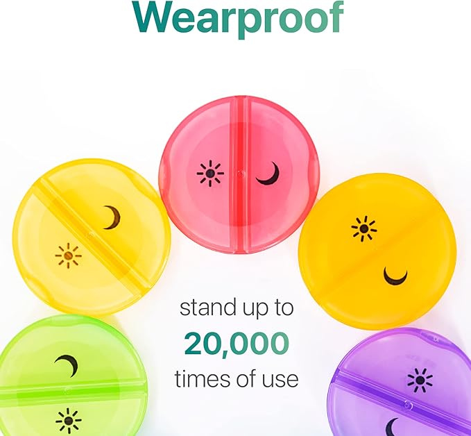 Sukuos Large Weekly Pill Organizer 2 Times a Day, Daily Pill Box 7 Day Easy to Open with Double Protection, AM PM Pill Case for Medicine/Vitamin/Fish Oil/Supplements (Blue)