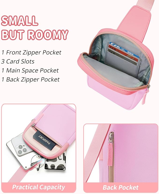 Birthday Gifts for 8 9 10 11 12 Year Old Teens Girls Kids, Fanny Pack Crossbody Bag Sling Belt Bags Purse, Dorm Travel Essentials for Girls Fashion, Preppy Tween Teen Girl Gift Trendy Stuff