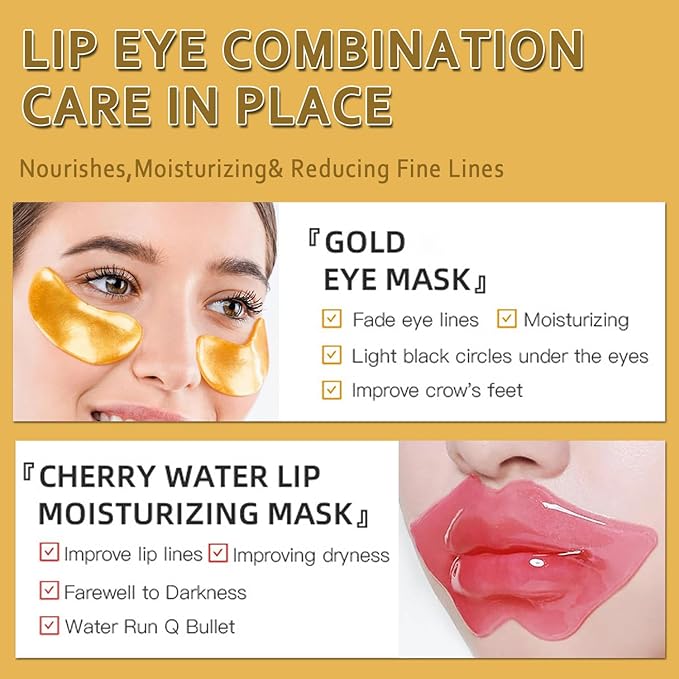 Eakroo 30 Pairs Lip Mask & Eye Mask, Eye Patches for Puffy Eyes, Anti Wrinkle Patches for Lip, Lip Mask Patches, Eye Patches Bulk, Bulk Eye Masks, Bulk Gifts, Party Favors, Lip Gloss Bulk, Girl Stuff