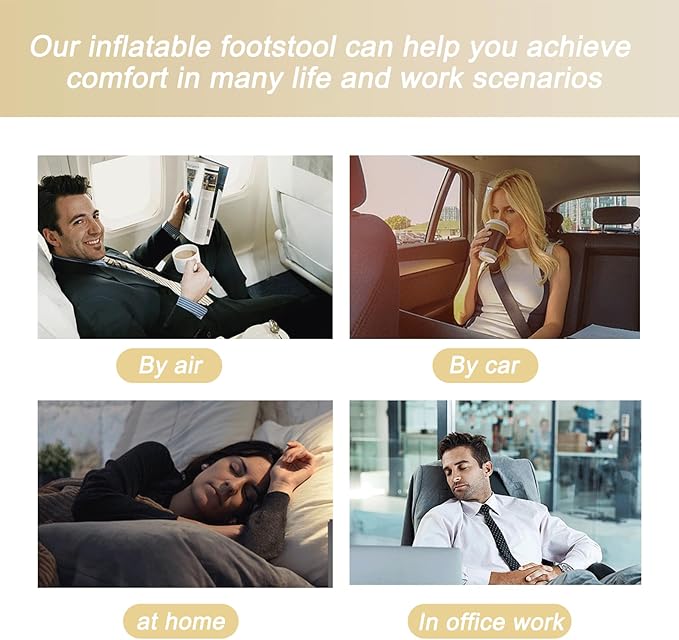 Inflatable Foot Rest, Carseat Foot Pillow, Airplanes Inflatable Foot Rest Cars, Travel Footrest Pillow for Home Office,Trains, 14.5" L×11.8" W×7.9”H