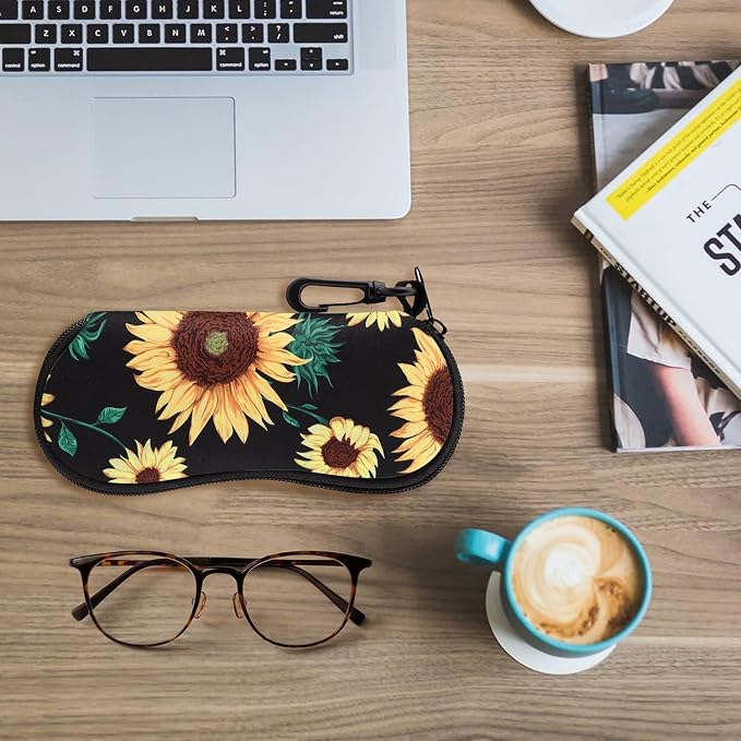 MoKo Sunglasses Soft Case Ultra Light Neoprene Zipper Eyeglass Case for Men Women