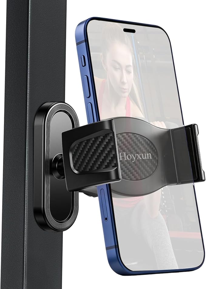 Magnetic Phone Holder for Gym, 360° Adjustable Strong Magnet Base Mount, Universal Magnetic Phone Mount for Workout Recording on All Smartphones