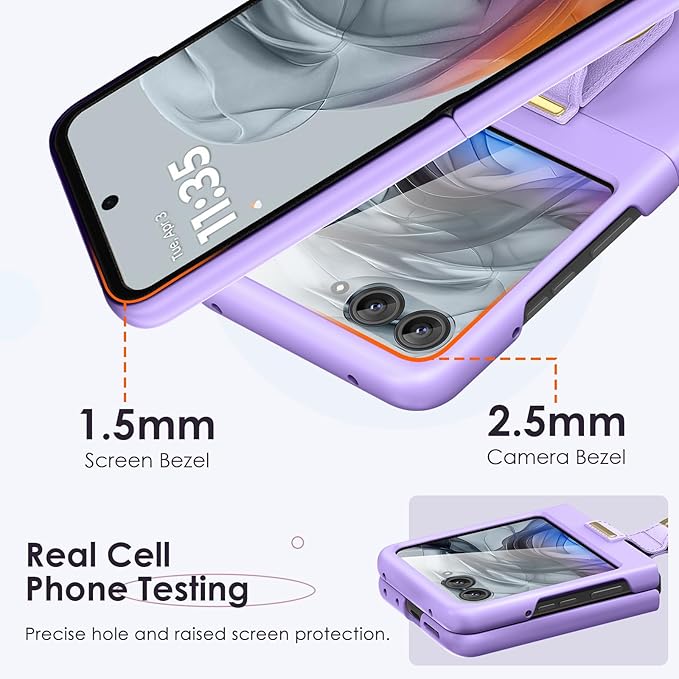Maxdara for Motorola Razr 2026/2025/2024 Case with Ring [Not Fit Ultra or Plus], Moto Razr 2026 & Razr 2025 Case with Built-in Screen Protector Slim Thin Cover(Purple)