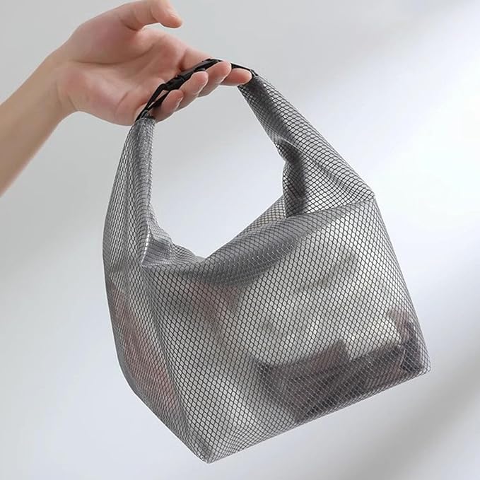 Cosmetic storage bag with dry and wet separation, wash bag, hand-held bag, portable storage bag, simple style,suitable for travel, fitness, swimming, outdoor rafting (Gray, 7.1in*6.3in*9.4in)