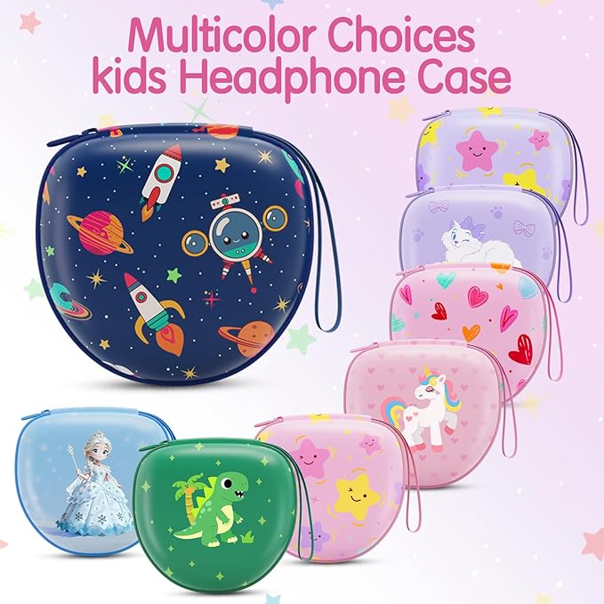 Kids Headphones Case Compatible with iClever HS19 / BTH12 / BTH22 / BTH20, Candy Bila BH03, JoySpark-T5, MIDOLA MD-B01, EarFun, IMYB, Noot Products Foldable Kids Headphones, Star Purple(Case Only)