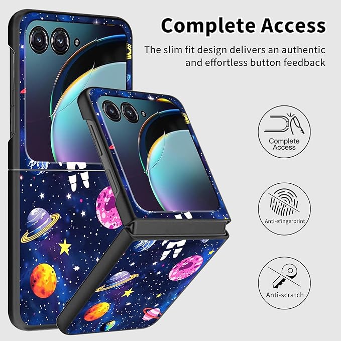 for Motorola Razr Plus 2025 Case,for Razor Plus 2025 Phone Case Cute Slim Hard PC Ultra-Thin Anti-Scratches Shockproof Protective Cover,Astronaut Space Planet