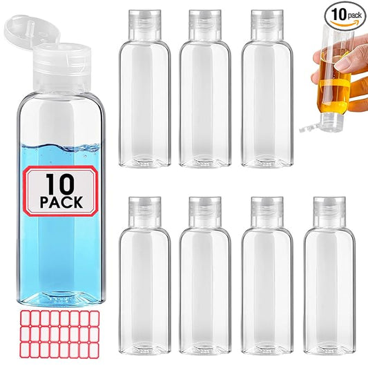 10 Pack Empty 3.4 oz Travel Bottles Tsa Approved Leakproof Plastic Squeezable Small Bottles for Toiletries Liquids Travel Essentials with Flip Cap