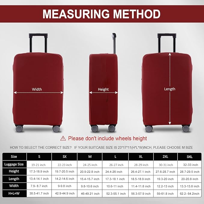 Travel Luggage Cover - Scratch-Resistant Fit 19-31 Inch Suitcase Protector, Claret (SX 22-23 inch)