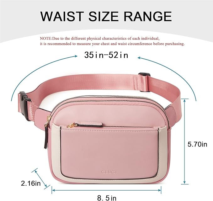 CLUCI Fanny Packs for Women Cross body, Belt Bag for Women, Mini Everywhere Crossbody Waist Bag Adjustable Strap, Vegan Leather Women's Fanny Pack