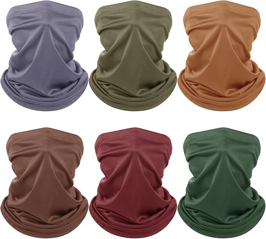 Geyoga 6 Pieces Summer UV Protection Cooling Neck Gaiter Face Clothing Neck Gaiter Mask Scarf Sunscreen Breathable Bandana