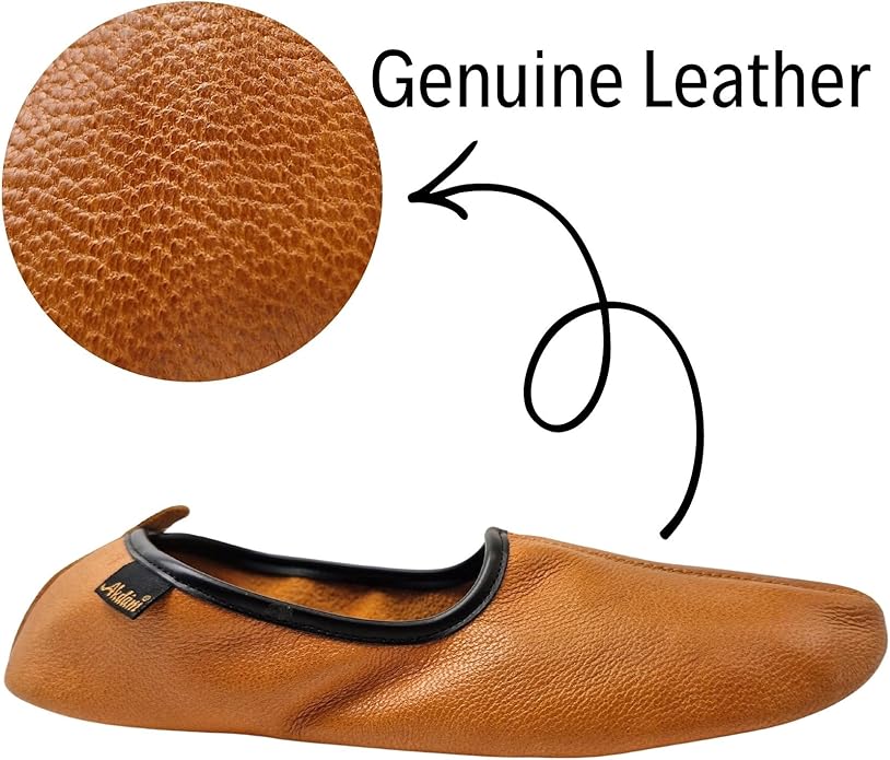 Womens Indoor Leather Slippers Traditional Babouche House Shoes Barefoot Moccasin