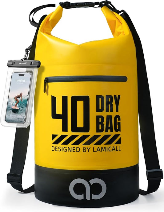 Lamicall Dry Bag Waterproof Backpack - [Durable & Floating] 5L/10L/20L/30L/40L Large Water Proof Bag with Waterproof Phone Case for Kayaking, River Rafting, Lake, Float Trip, Tubing Essentials