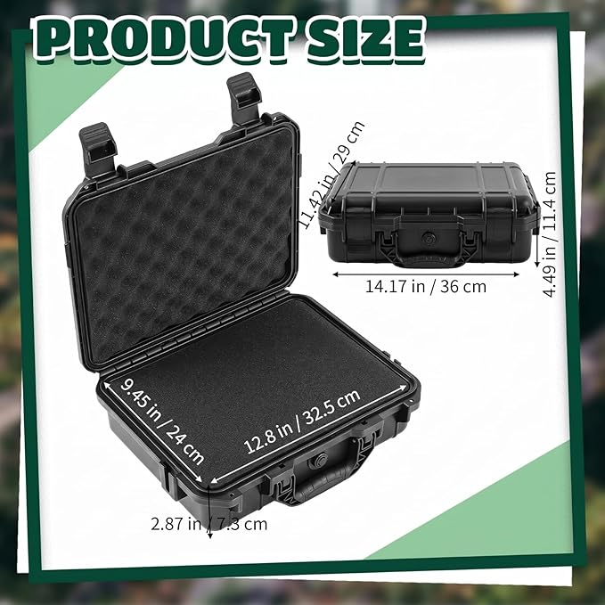 Relaxweex 1 Pcs Waterproof Hard Case with DIY Customizable Foam Insert Portable Protective Case with Knife for Camera Drones Equipments Tools Test Instruments(Black,14.3 x 11.4 x 4.5 Inch)