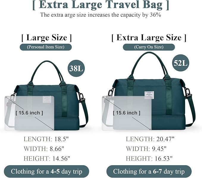 Travel Duffel Bag with Shoes Compartment, Overnight Weekender Bags for Women,Carry on Personal Item Bag，Extra Large