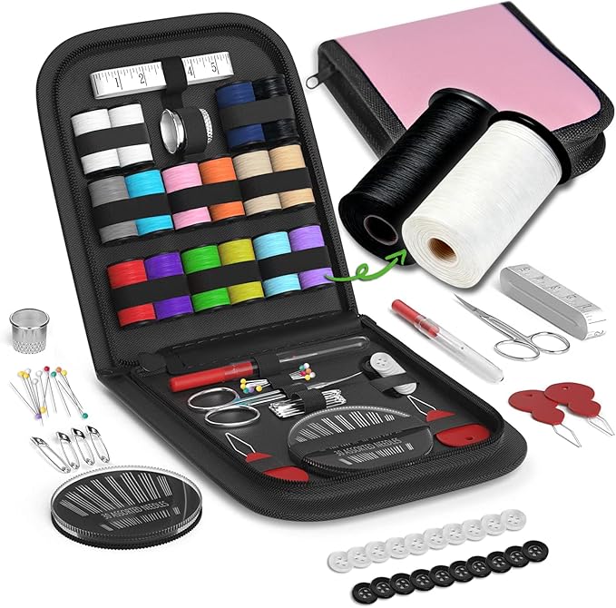Sewing Kit Gifts for Grandma, Mom, Friend, Traveler, Adults, Beginner, Emergency,Sewing Supplies Accessories with Scissors,Sewing Needles Thimble, Thread,Tape Measure etc (Lt Dusty Rose, S)