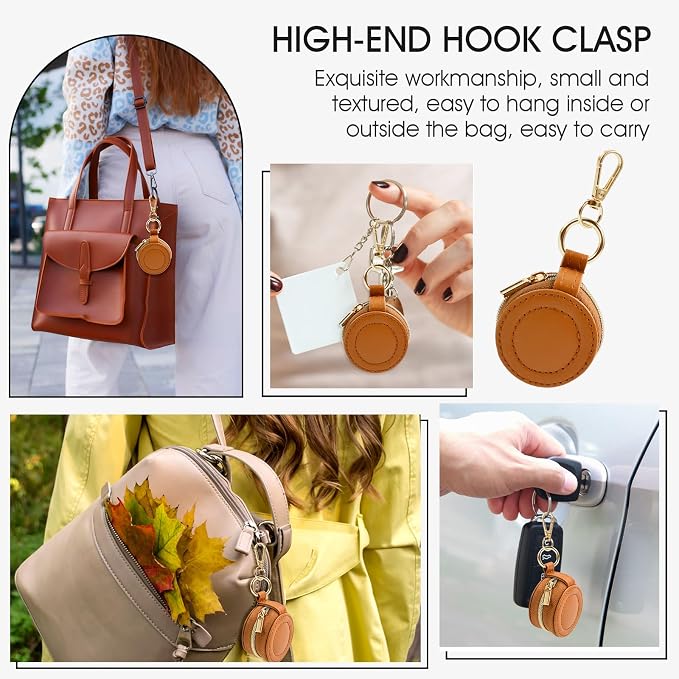 Portable Ring Keychain Holder for Gym and Travel - Jewelry Holder for Sports Bag, Compact Ring Earring Necklace Storage Case (brown)