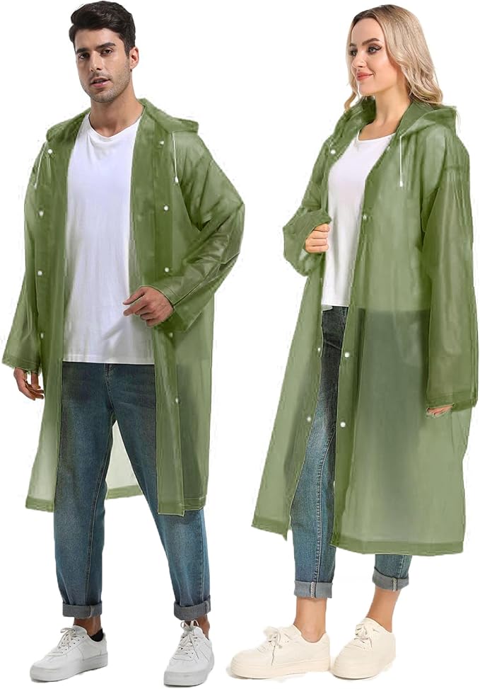 Rain Ponchos for Adults Reusable Raincoats Survival Heavy Duty Military Impermeable 2 Packs Rain Coat…