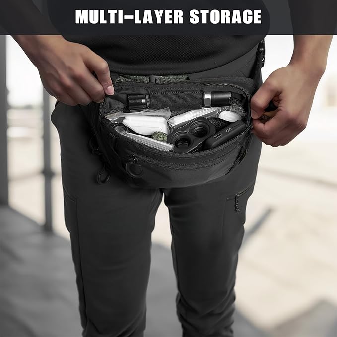 Tactical CCW Fanny Bag, Concealed Carry Fanny Pack w/Adjustable Waist Belt Tactical Waist Bag Handgun Pouch with Universal Pistol Holster, Everyday Hip Pack for Men Travel Outdoor (Black)