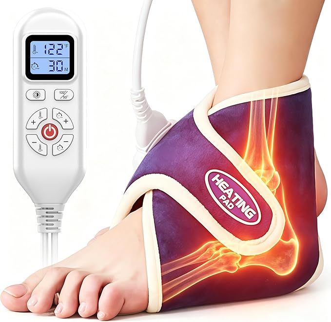 CAMECO Electric Ankle Heating Pad for Achilles Tendinitis Pain Relief, 30s Quick Heating & 86℉-158℉ Heated Ankle Brace for Women Men Home Office, Ankle Heat Wrap for Arthritis Swelling