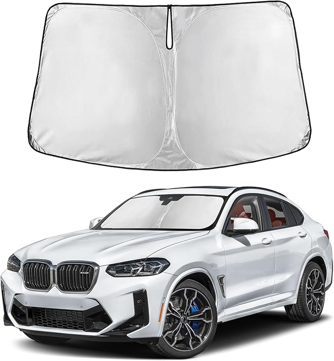 Autovir Windshield Sun Shade Fit for 2019-2023 2024 2025 BMW X4 Sunshade, Front Car Window Shades Sun Visor, Blocks UV Rays & Heat, Car Accessories