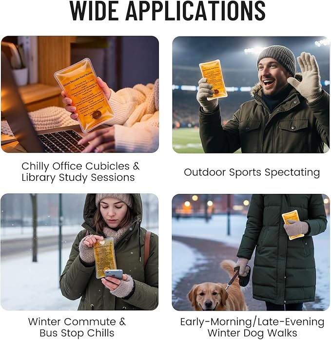 Reusable Snap Warmer Bags Hand Warmer Clicks Small Bag Gel Hand Warmer Cute Lasting Warmer for Camping, Outdoor, Boil Click Heat Pocket Hand Warmer