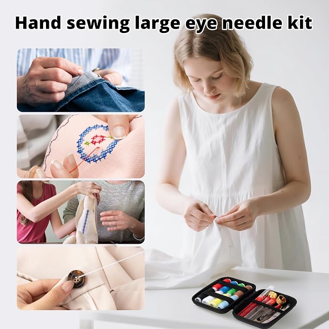 Big Eye Steel Sewing Needles Kit - Stainless Steel Needles for Hand (68Pcs)