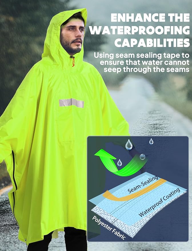 ANYOO Hooded Rain Poncho for Adults Waterproof Lightweight Rain Coat for Men Women Reusable Rain Jacket for Emergency Outdoor