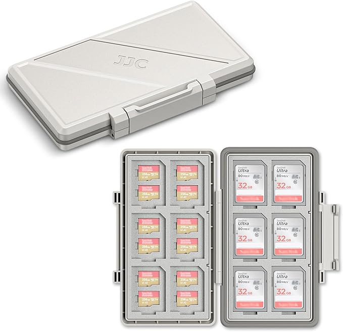 Grey 36 Slots Memory Card Case Water-Resistant Anti-Shock Memory Card Wallet for 24 Micro SD SDXC SDHC TF Cards and 12 SD SDXC SDHC Cards