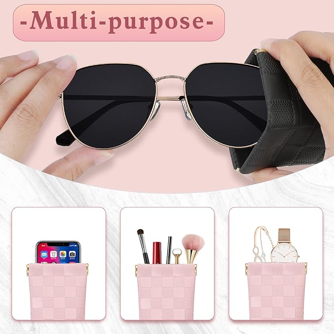 eyeglasses bag Soft Glasses bag, Portable Squeeze Top Sunglasses Case Travel for Women Girls