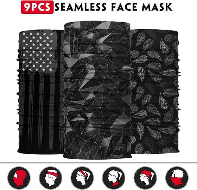 Neck Gaiter for Men Women Headwear Bandana Head Wrap Face Scarf Mask Cover Warmer Balaclava-Seamless & Versatile