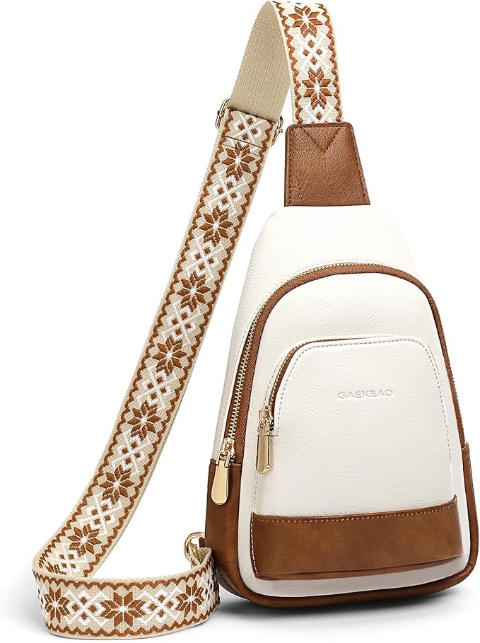 GAEKEAO Small Crossbody Sling Bag for Women Trendy Crossbody Purse Vegan Leather Fanny Packs Chest Bag Backpack
