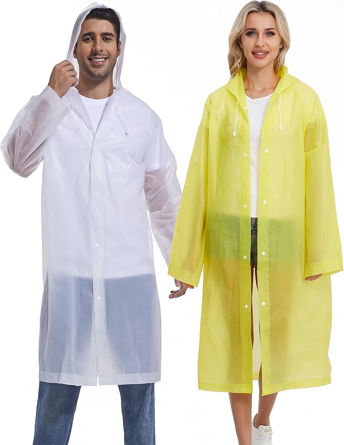 2PCS Rain Ponchos for Adults Reusable Rain Coats for Adults Rain Jackets Raincoats for Men Women