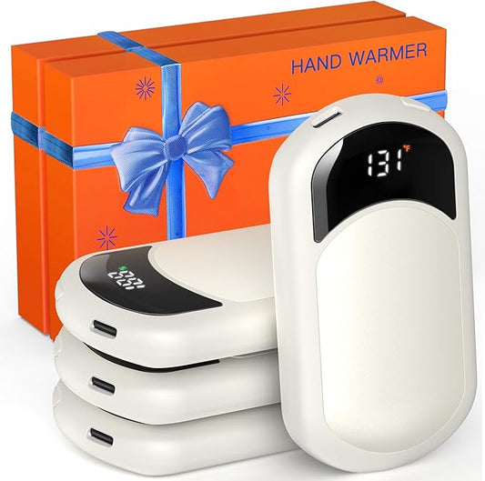 Electric Hand Warmers Rechargeable, 104–131°F with Temp & Battery Display, 3 Heat Levels, Fast Heating, Smart Temp Control, Pocket-Size, Fits in Gloves, Gifts for Women & Men