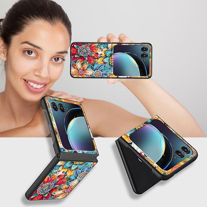 for Motorola Razr Plus 2025 Case,for Razor Plus 2025 Phone Case Cute Slim Hard PC Ultra-Thin Anti-Scratches Shockproof Protective Cover,Colorful Flower