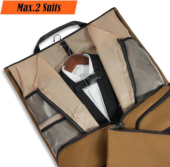 WELKINLAND 2-Suit Garment Duffle Bags for Travel Men, 60L-Large Carry on Garment Duffel Bag, Convertible Garment Duffel Bag w/Shoe Compartment, Foldable Garment Bags for Hanging Clothes Travel