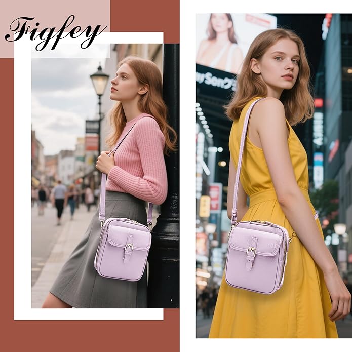 Leather Crossbody Bags for Women Travel Small Crossbody Purse Anti Theft Waterproof Bum Bag with Built in Wallet