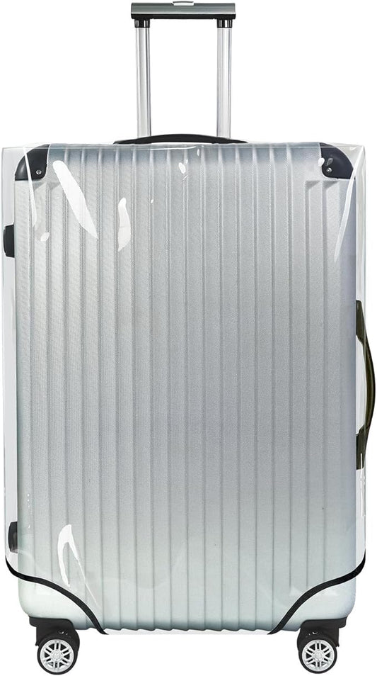 Explore Land Clear Luggage Cover Tough Protector Fits for 22 Inches Suitcase for Travel Airplane (PVC, S/M)
