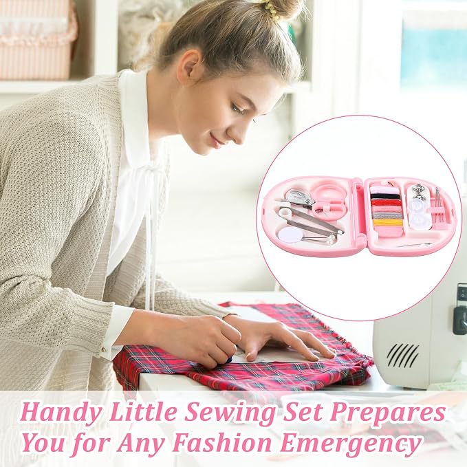 LIQWEI 4 Sets Sewing Kit, Mini Travel Sewing Set, Sewings Kits for Adults Portable Sewings Machine DIY Supplies, Emergency Sew Tool Kit for Beginner Traveler Hotel