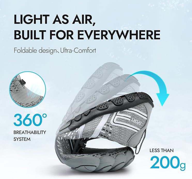ATHMILE Hiking Barefoot Water Shoes for Women Men Beach Swim Aqua Pool River Quick Dry Athletic Wide Toe Outdoor Sport Kayaking Boating Rock Climbing Yoga Lake
