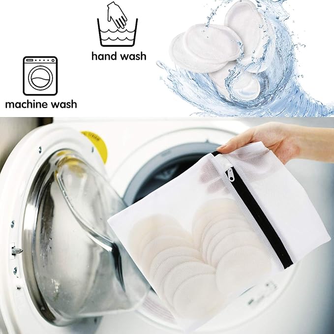 16 Pack Reusable Makeup Remover Pads with Laundry Bag - 2 Layers 3.15inch Cotton Rounds Pads, Washable Facial Cleansing Cloths Eye Makeup Remove Face Wipe (Chemical Free Velour)