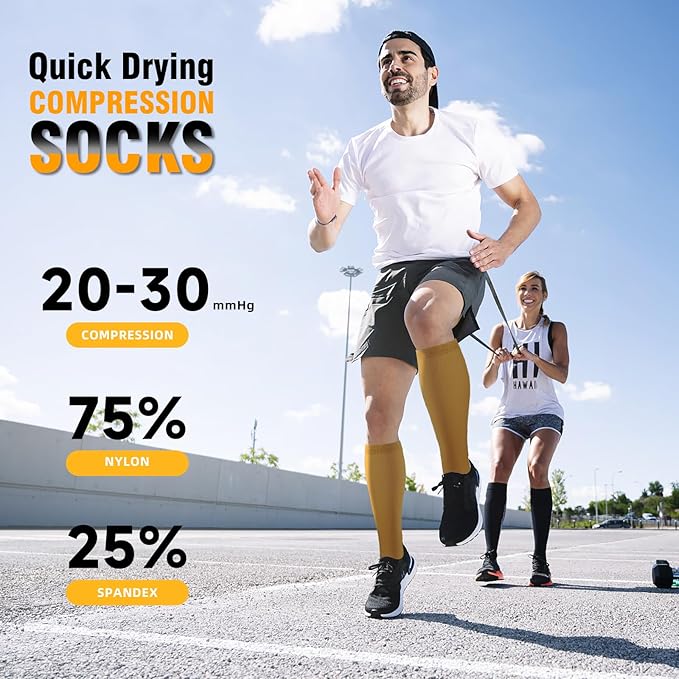 cerpite Compression Socks for Women & Men 6 Pairs Knee High Compression Socks 20-30 mmhg Best for Running,Nurse,Travel