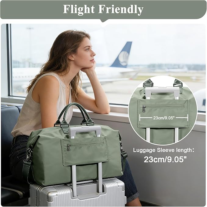Travel Duffel Bag,Carry-On Overnight Weekender Bags for Women,Personal Item Travel Bag with Shoes Compartment,Sports Gym Bag