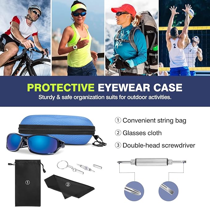 MoKo Semi Hard Shell Sunglasses Case, Unisex Protective Eyeglass Case Glasses Case Holder with Metal Hanging Hook