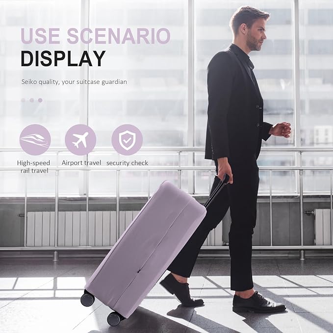 Travel Luggage Cover - Scratch-Resistant Fit 19-31 Inch, Lavender Purple, 2XL (30-31 inch)