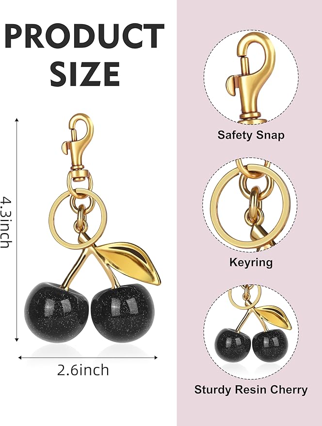 OVRUNS Cherry Bag Charm Cute Cherry Accessories Sparkling Purse Charms for Women