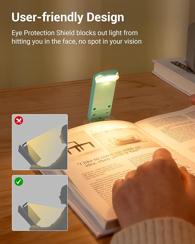 DEWENWILS USB Rechargeable Book Light for Reading in Bed, LED Book Reading Lights with Clip, Perfect for Bookworms, Kids, Warm White, Brightness Adjustable (Blue)