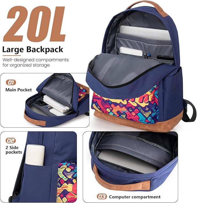 Cosbarn Carry On Luggage 22x14x9 Airline Approved, Hardside 20 Inch Carry on Suitcases with Wheels, Hard Shell ABS Lightweight Carry on Luggage Set, Travel Suitcase Set with TSA Lock, DarkBlue
