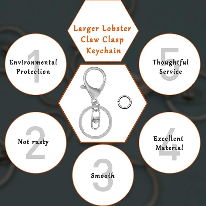 30Pcs Lobster Claw Clasps Keychain for Jewelry Making,Metal Lobster Clasp Swivel Trigger Clips with Swivel Clasps Hook Clips Flat Split Keychain Ring 100Pcs Open Jump Ring for DIY Craft Jewelry Making