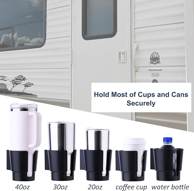 Universal Magnetic Cup Holder, Heavy Duty Plastic Drink Holder, Magnet Cup Holder for Bus Tractor Van RV, Vertical or Horizontal Mount, Fits Most Cups, Bottles, Cans, Tumblers, Black 2 Pack