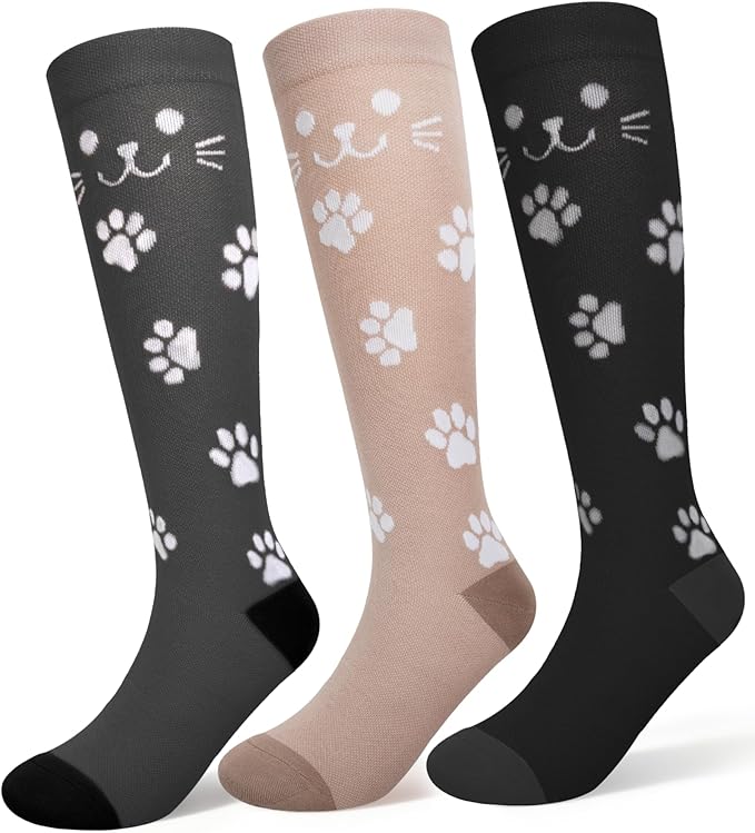 Compression Socks for Women 15-20 mmHg, Viscose from Bamboo, 3-Pair Knee High for Flying, Work & All-Day Comfort